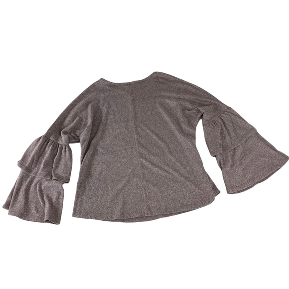 Altar'd State Womens Grey/pink Sweater Soft - Size M Double Ruffle Long Sleeves. - Picture 11 of 13